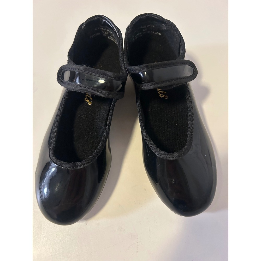 Theatricals Dance Kids Black Patent Mary Jane Tap Shoes T9050 Size 8.5M Used - Picture 4 of 9